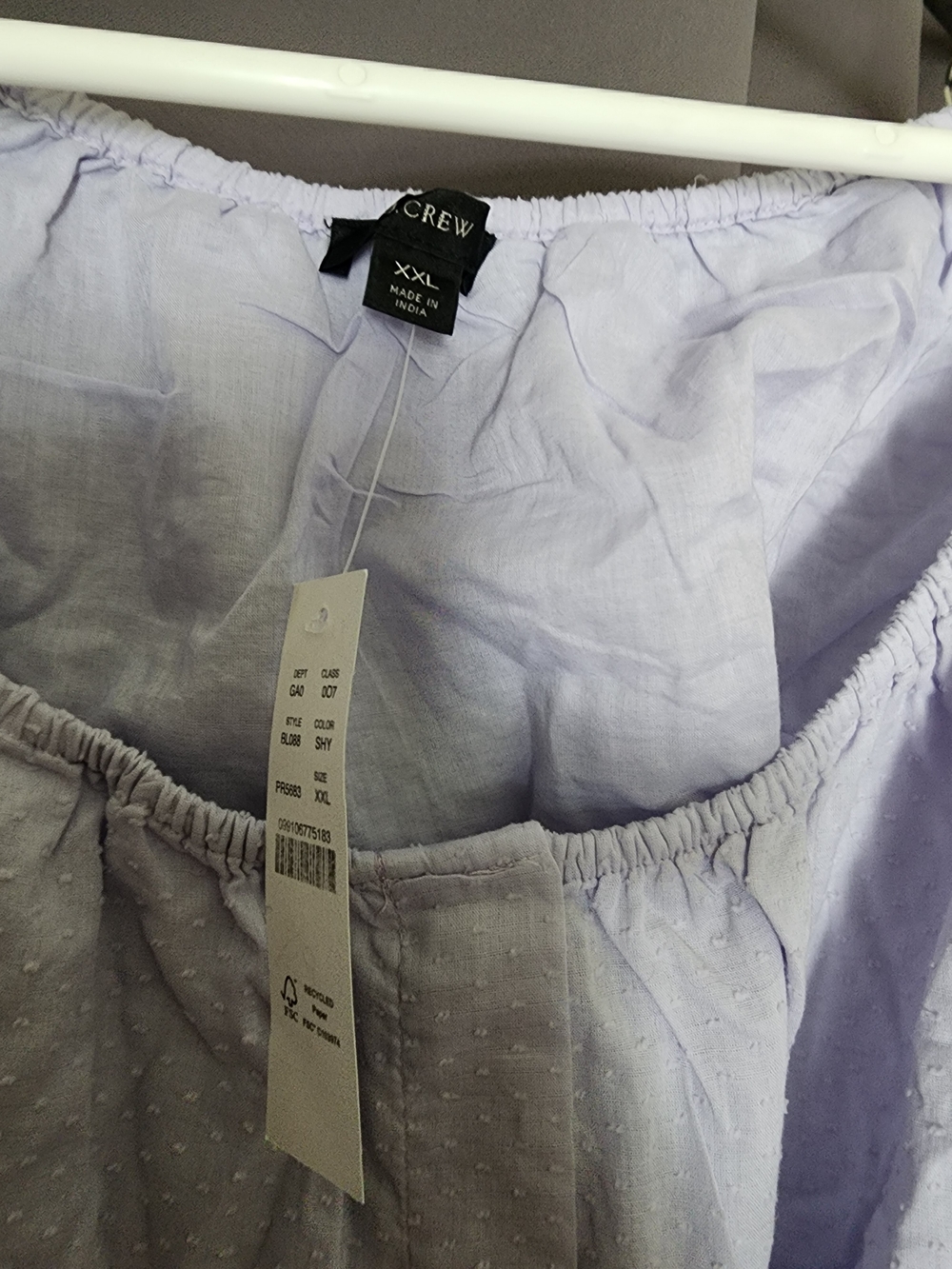 NWT J. Crew Light Lavender Off-Shoulder Blouse - Picture 2 of 4